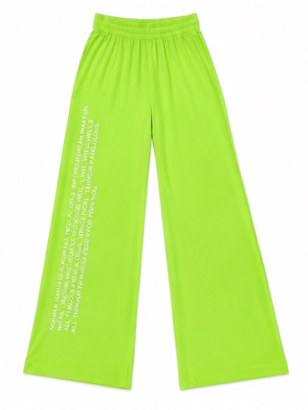 Norma Kamali SPT Neon Green Wide Leg Sweatpants L/36 NWT